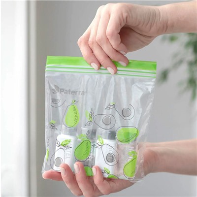 Универсальные пакеты Paterra Авокадо яблоко с двойным замком, 15,5 x 15 см., 18,5 x 21 см., 30 + 30 шт.