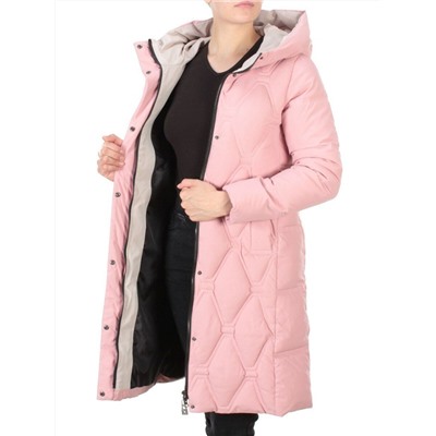 2158  PINK Пальто зимнее облегченное  женское YINGPENG (150 гр .холлофайбер)