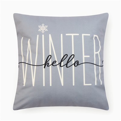 Набор декоративных новогодних наволочек "Этель" "Hello, winter" 40*40 см - 4 штуки, 100% п/э, велюр