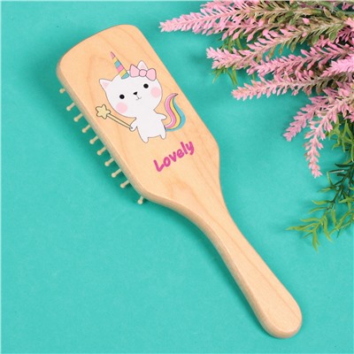Расческа массажная детская "Baby brush" Kitty, цвет корич, 22*6,5см
