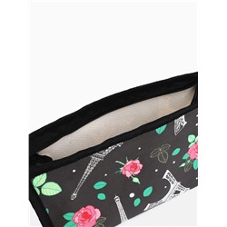 Косметичка на молнии, треугольная, маленькая, с рисунком, чёрная