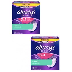 always Slipeinlage Fresh&Protect Normal BigPack 56 St, Прокладки Ежедневные Normal 56 штук, 2 упаковки (112 штук)