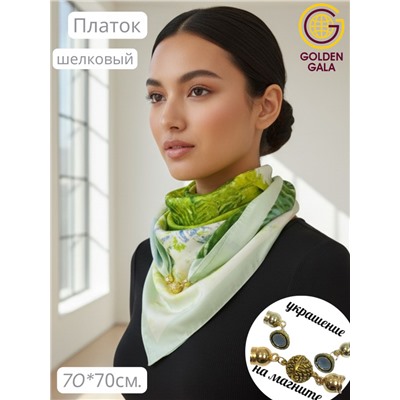 Платок на шею с украшением шелковый Арт 2530/10
