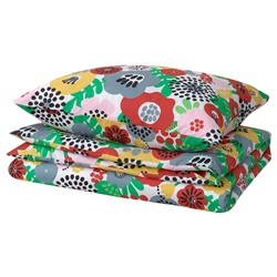 BRUKSVARA, Bettwäsche-Set, 2-teilig, bunt/Blumenmuster,, 140x200/80x80 cm
