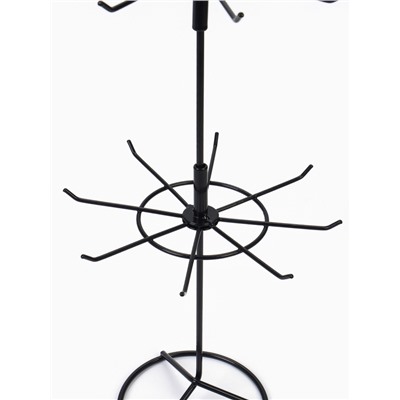 Вертушка, 2 яруса по 8 крючков, 21.5×21.5×41 см, чёрная