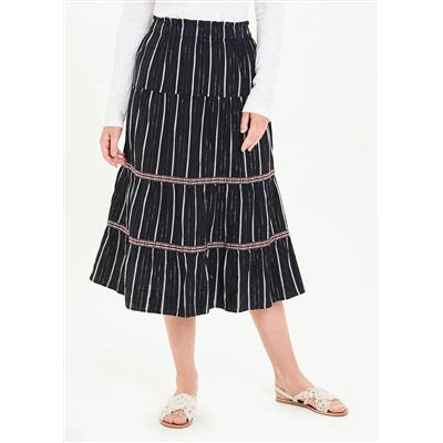 Falmer Tiered Sparkle Stripe Midi Skirt