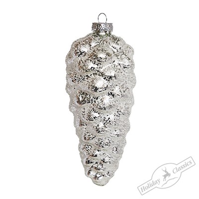 Шишка "Серебряный иней" (стекло) 7х7х16 см