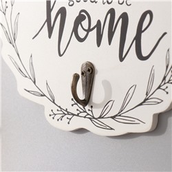 Настенные крючки декоративные «Хорошо быть дома. Бант и эвкалипт», дерево, 23.5×23.5 см