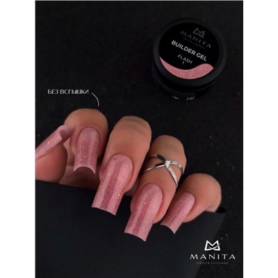Manita Professional Гель моделирующий для ногтей с хлопьями юки / Builder Gel Flash №01, 15 мл