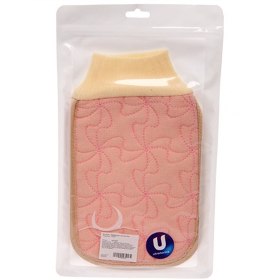 Мочалка - варежка для тела жёсткая "Premium - Lavita", цвет светло - розовый, 14*24см (ZIP пакет)
