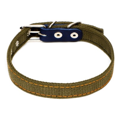 Ошейник брезентовый двухслойный, 50×2 см, ОШ 25-35 см, хаки