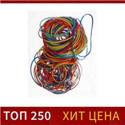 Банковская резинка, 100 г, диаметр 60 мм, длина 95 мм, сечение 1.7×1.7 мм, МИКС, в пакете
