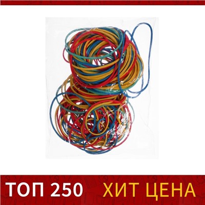Банковская резинка, 100 г, диаметр 60 мм, длина 95 мм, сечение 1.7×1.7 мм, МИКС, в пакете