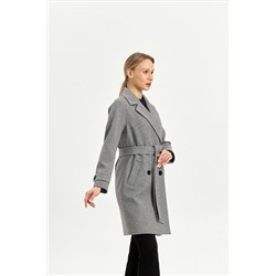 Пальто женское демисезонное 22970 (серый/ёлочка)
