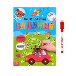 Многоразовая книжка с маркером «Пиши-стирай. Задания», 12 стр.