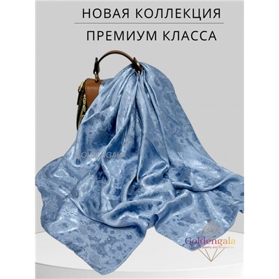 Платок однотонный из натурального шелка васильковый Арт В1051/19