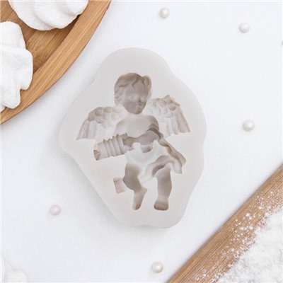 Молд для заливки Доляна «Ангел с гармошкой», силикон, 9×7.4×2 см, розовый