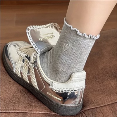 Thin summer brand white breathable cute socks, with embroidery