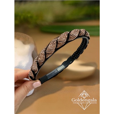 Ободок косичка для волос со стразами Арт ОБ6А/002