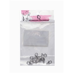 Замок карабин, 10 шт. 12×7 мм, цвет серебро