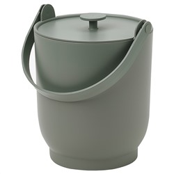 FARMARKVAST, Komposteimer mit Deckel, graugrün,, 4 l