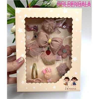 Детский набор аксессуаров для волос в подарочной коробке 10 предметов тип 2