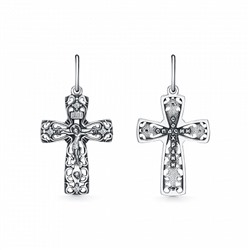 Крест из серебра литье с фианитом частичное чернение