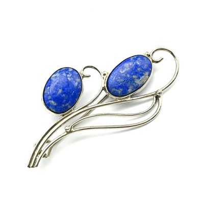 Брошь лазурит "Веточка" 60*34мм.