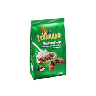 «Leonardo», готовый завтрак «Подушечки с шоколадно-ореховой начинкой», 250 г