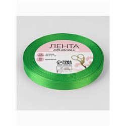 Лента атласная, 10 мм × 23±1 м, зелёная №19