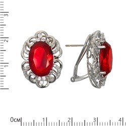 Серьги ажурные с красными фианитами ТШСН.723Ф31.12