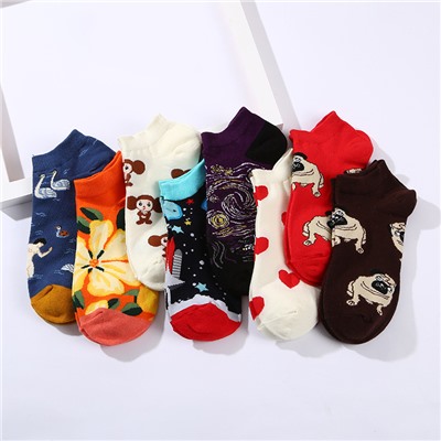 Summer oil painting socks, light -mouth cotton tide brands, socks, men's foreign trade European and American short gangs, children wholesale children