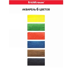 Акварель 6 цветов, ErichKrause Standard, без кисти, пластиковая коробка, европодвес