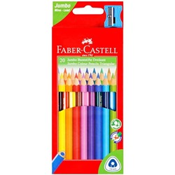 Карандаши цветные Faber-Castell "Jumbo" 20цв., трехгран., утолщ., заточен., картон, евр., с точилкой