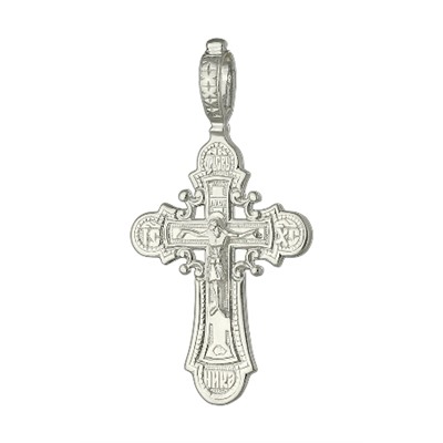 Крест из серебра литье белый