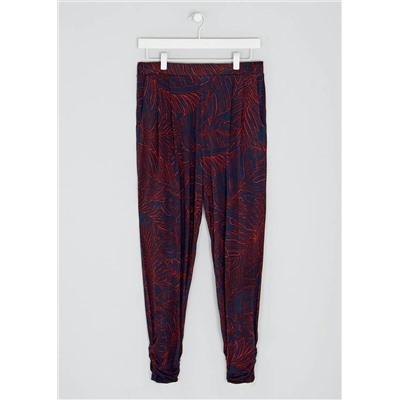 Leaf Print Harem Trousers