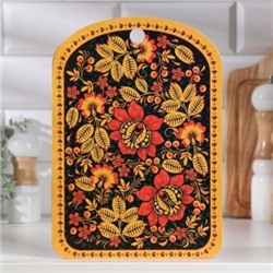 Доска разделочная сувенирная Хохлома, чёрный фон. RF-0001699