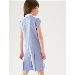 Girls' Gingham Pleated Zip School Playsuit (2-14 Yrs)