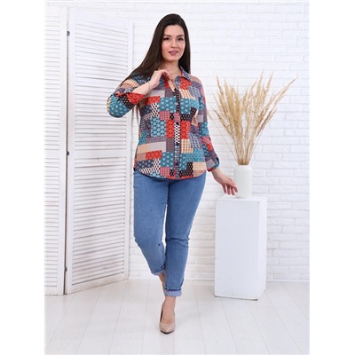 Рубашка Пэчворк бирюза ИвК