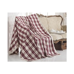 Покрывало Накидка на Диван 180x230 см. 100% Хлопок Koltuk Örtüsü Naturel Min.Kareli Bordo
