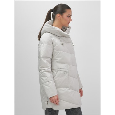 Куртка женская демисезонная с капюшоном серого цвета 1139Sr