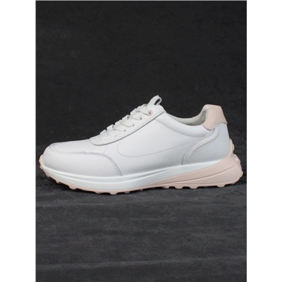 05-HY23-2D WHITE/PINK Кроссовки женские (натуральная кожа)
