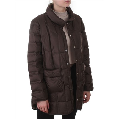 H24-328 BROWN Куртка пуховая облегченная женская (белый утиный пух)