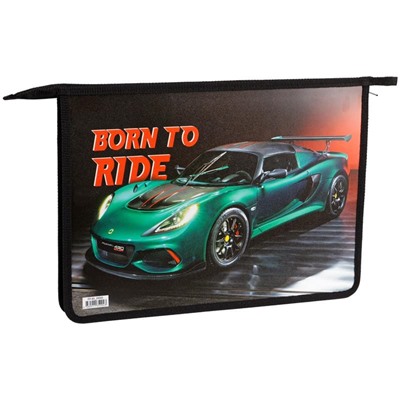 Папка для тетрадей 1 отделение, А4, ArtSpace "Born to ride", пластик, на молнии