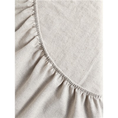 Простыня на резинке SL Home Linen collection 140*200+30 см , цв.серый, лён30%/хлопок70%