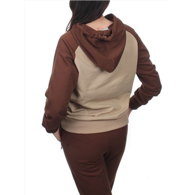 NOE103 BROWN/BEIGE Костюм спортивный женский (хлопок 90%, полиэстер 10%)
