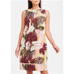 Sleeveless Printed Linen Shift Dress