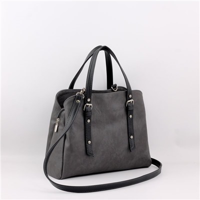 Сумка 166 македония серый+черный ХИТ продаж