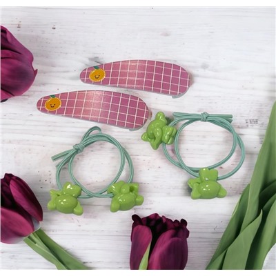 Детский набор аксессуаров для волос (2 резинки и 2 тик-так) НД4 тип 1