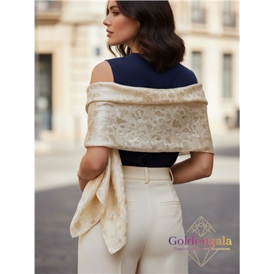 Платок однотонный из натурального шелка золотисто-бежевый светлый Арт В1051/30